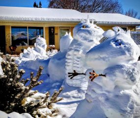 Snow Dinosaur Carving Sculpture Winter