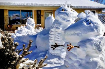 Snow Dinosaur Carving Sculpture Winter